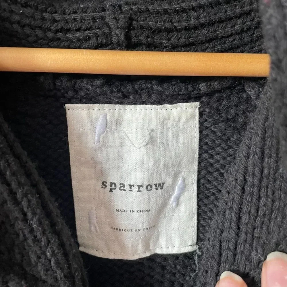 Anthropologie Sparrow Batley Fairisle Black Multi Cardigan Sweater Coat Medium - Picture 5 of 6